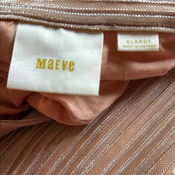 Anthropologie Rose Gold Sparkly Pleated Midi Skirt A-Line Resort Wear - Picture 6 of 6